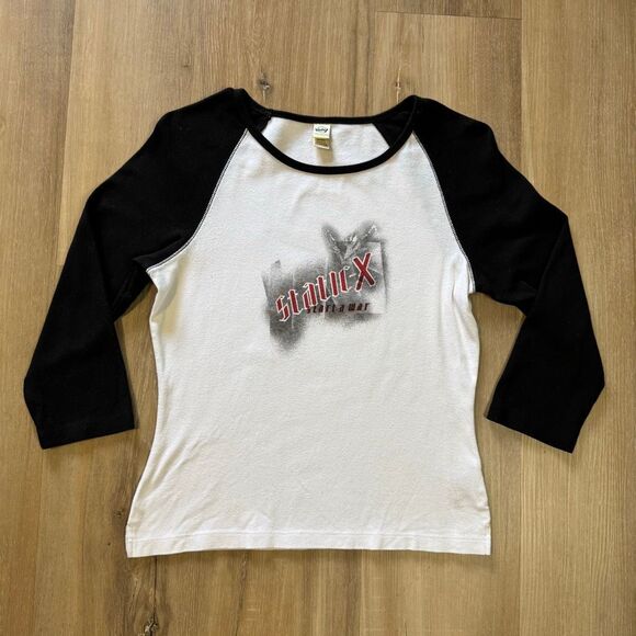 Y2K Static-X Start A War Black And White Raglan Shirt Size XL Industrial Metal - Picture 1 of 6